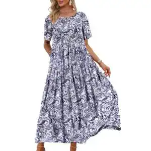 Sommerkleid Yesno Damen Freizeit Maxikleid mit Blumenmuster