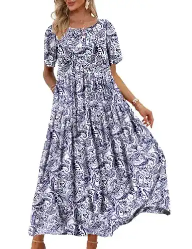 Sommerkleid Yesno Damen Freizeit Maxikleid mit Blumenmuster