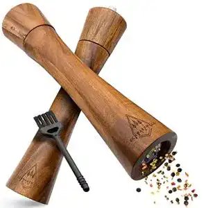 Pfeffermühle groß aus Holz im 2er Set mit Keramikmahlwerk