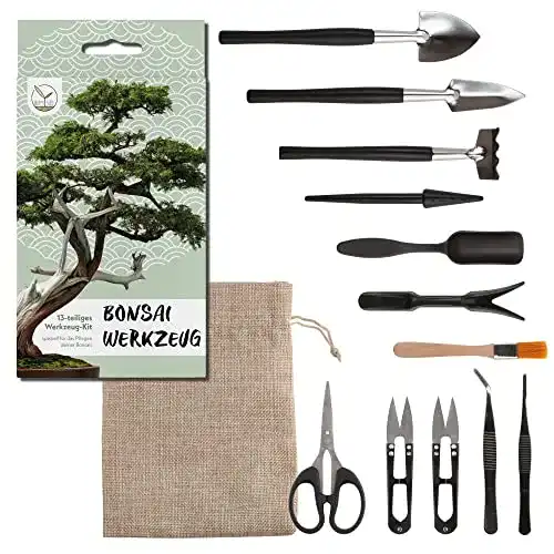 HappySeed Bonsai Werkzeug-Set 13-teilig für die Bonsai-Pflege
