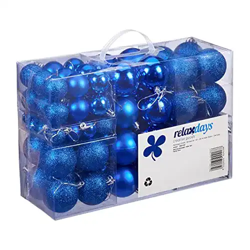 Relaxdays Weihnachtskugeln Set in Blau aus Kunststoff, 100 Stück