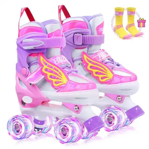 Verstellbare Rollschuhe für Mädchen mit LED-Rädern in 4 Größen