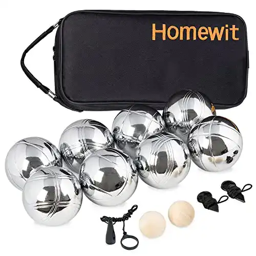 Boule Boccia Kugeln Set mit 8 Metall- und 2 Holz-Kugeln