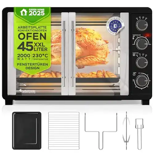 Mini-Backofen 45 Liter Turbotronic von Z-Line mit Umluft und Drehspieß