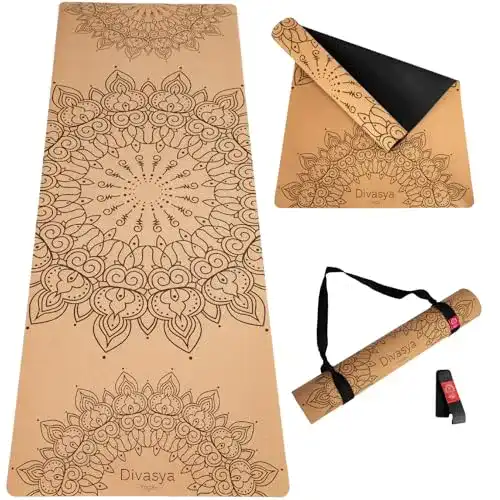 Yogamatte Kork Divasya Premium aus Naturkautschuk und Kork