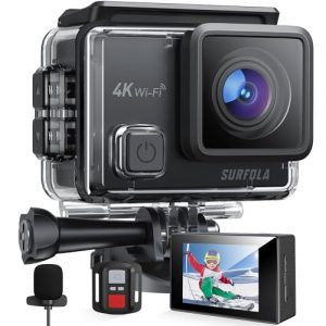 Surfola Action Cam 4K Unterwasserkamera mit 40M Wasserdichtigkeit und 20MP
