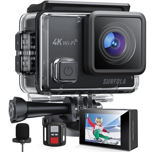 Surfola Action Cam 4K Unterwasserkamera mit 40M Wasserdichtigkeit und 20MP