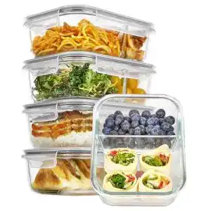 Meal-Prep-Box Vtopmart 975ml – 5er Set Glasbehälter für Mahlzeiten