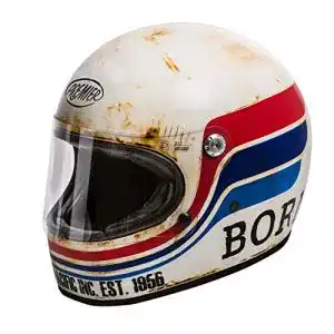 Premier Trophy BTR 8 BM Retro-Integralhelm in Weiß/Rot/Blau, Größe M