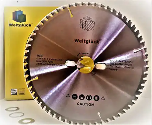 Kreissägeblatt für Aluminium Weltglück Sägeblatt 216×30 mit Distanzringen