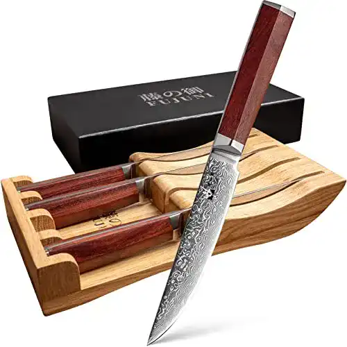Fujuni 4-teiliges Damast-Steakmesser Set aus VG-10 Stahl