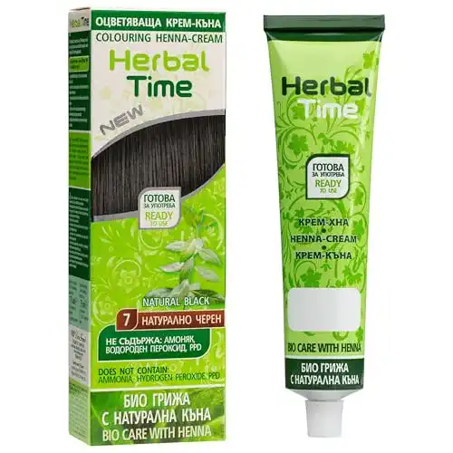Schwarze Haarfarbe Herbal Time Henna Farbcreme 75 ml
