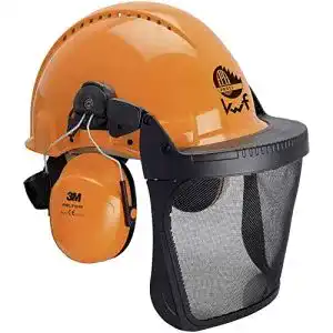 Forstschutzhelm 3M G3000M mit integriertem Gehörschutz und Visier
