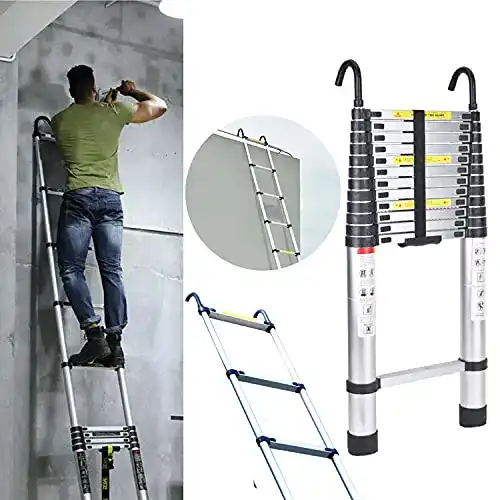 Teleskopleiter Autofather mit Haken, 5 Meter Aluminium Ausziehleiter