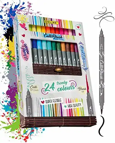 Pinselstifte Online Brush-Pen Set Calli.Brush mit 24 Double-Tip Stiften
