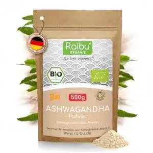 Ashwagandha Pulver Raibu Bio 500g – 100% Rein und Vegan