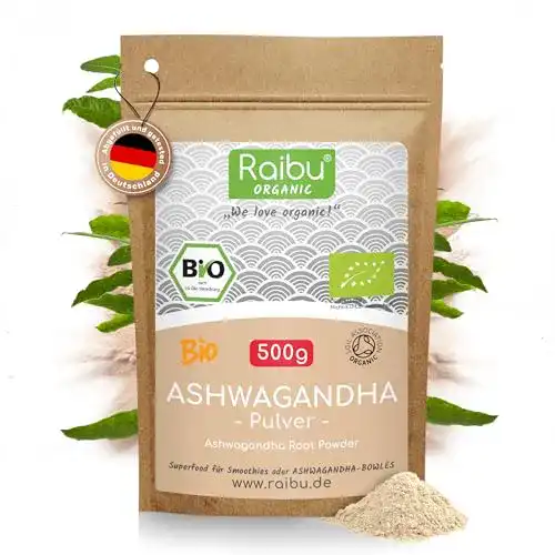 Ashwagandha Pulver Raibu Bio 500g – 100% Rein und Vegan