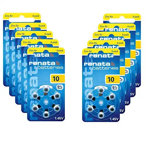Hörgerätebatterien 60x Renata Größe 10 im 10er Pack