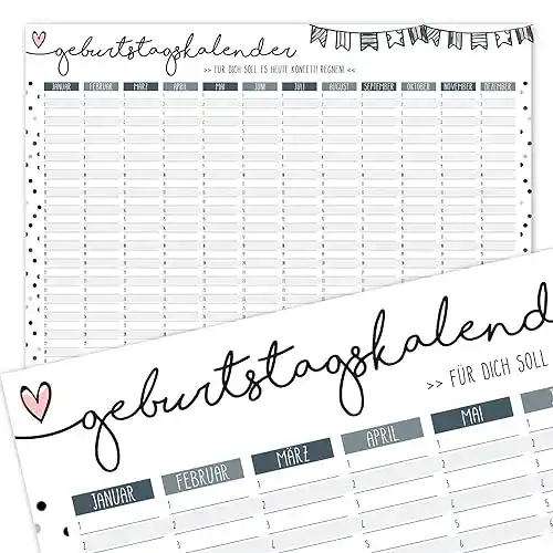 Geburtstagskalender Timr Konfetti im DIN A3 Format (297 x 420 mm)