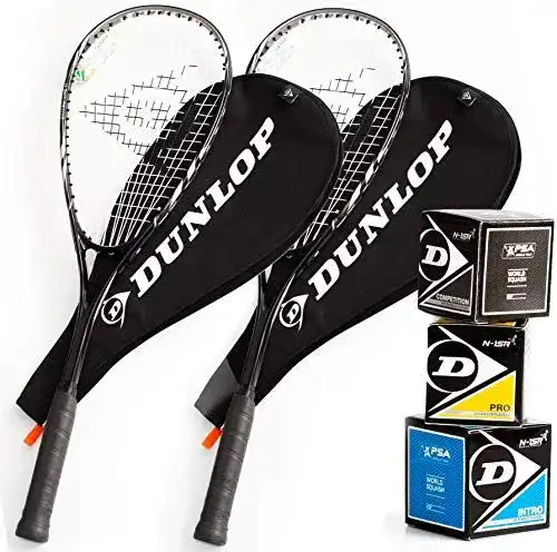 Dunlop Squashset mit 2 BIOTEC LITE TI Silver Schlägern