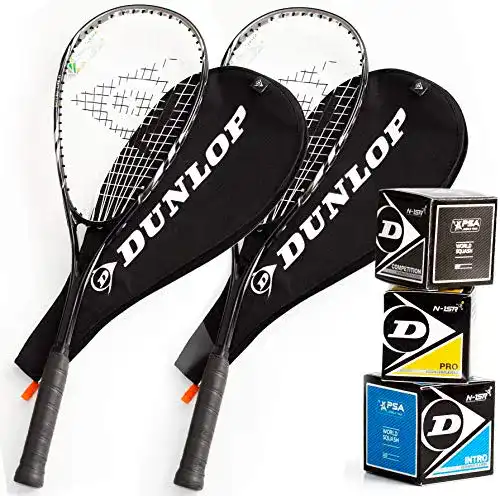 Dunlop Squashset mit 2 BIOTEC LITE TI Silver Schlägern
