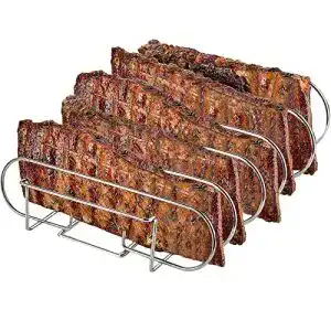 Spareribs Halter aus Edelstahl für Grill – Rippchenhalter für 5 Rippchen