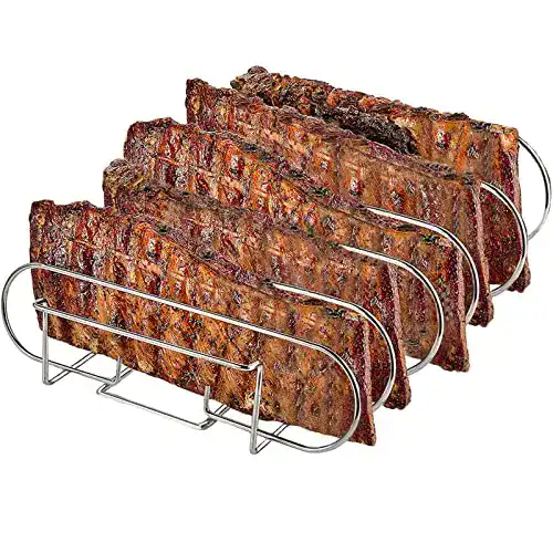 Spareribs Halter aus Edelstahl für Grill – Rippchenhalter für 5 Rippchen