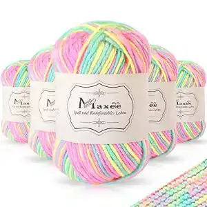 Häkelgarn Maxee Handstrickgarn, 5×50 g, Bunter Farbverlauf aus Acryl