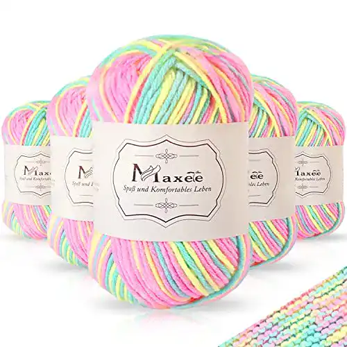 Häkelgarn Maxee Handstrickgarn, 5×50 g, Bunter Farbverlauf aus Acryl