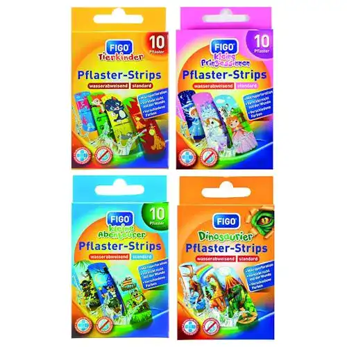 Kinderpflaster Bergmann 40 Stück, Set mit 4×10 Strips