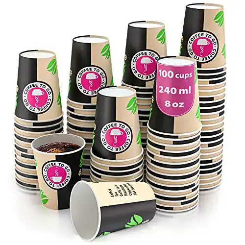 Coffee-To-Go Becher aus Pappe – 100 Einwegbecher für Kaffee und Getränke