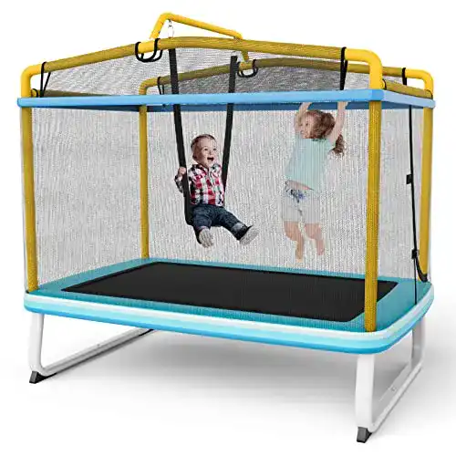 Rechteckiges Trampolin Costway 3 in 1 für Kinder mit Schaukel und Reckstange
