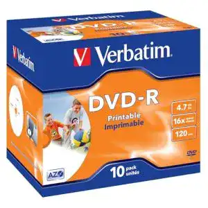 DVD-R Verbatim Wide Inkjet Printable 4.7GB, 10er Pack im Jewel Case