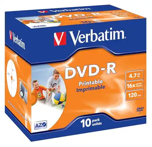 DVD-R Verbatim Wide Inkjet Printable 4.7GB, 10er Pack im Jewel Case