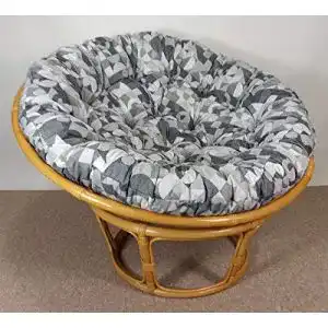 Papasansessel Rattan 110 cm in Honig mit Polsterstoff