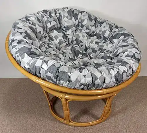 Papasansessel Rattan 110 cm in Honig mit Polsterstoff