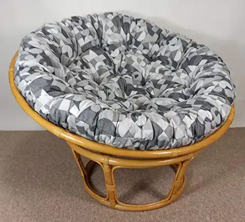 Papasansessel Rattan 110 cm in Honig mit Polsterstoff