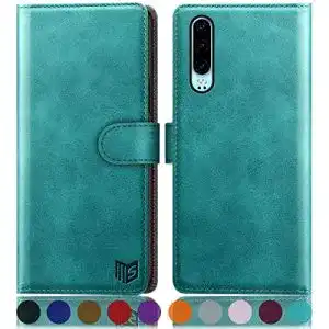 Huawei P30 Hülle mit RFID Schutz aus PU Leder