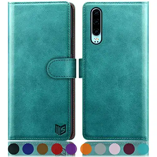 Huawei P30 Hülle mit RFID Schutz aus PU Leder