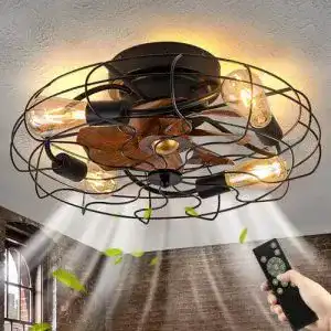 Deckenventilator mit Lampe Truyok im Retro-Stil für Wohnräume