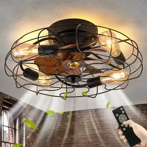 Deckenventilator mit Lampe Truyok im Retro-Stil für Wohnräume