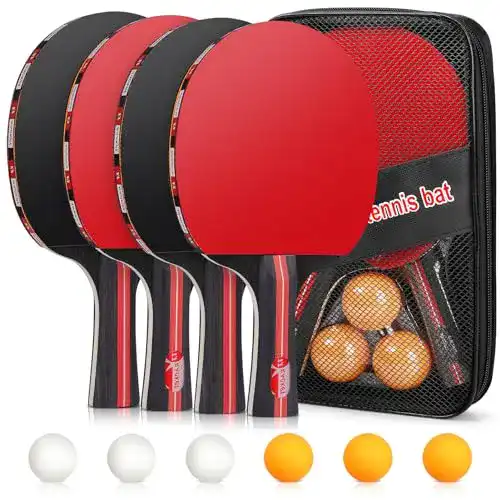 Tencoz Tischtennisschläger-Set für drinnen und draußen