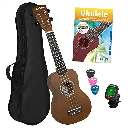 Ukulele CASCHA Sopran Set für Kinder und Erwachsene – Starter Kit
