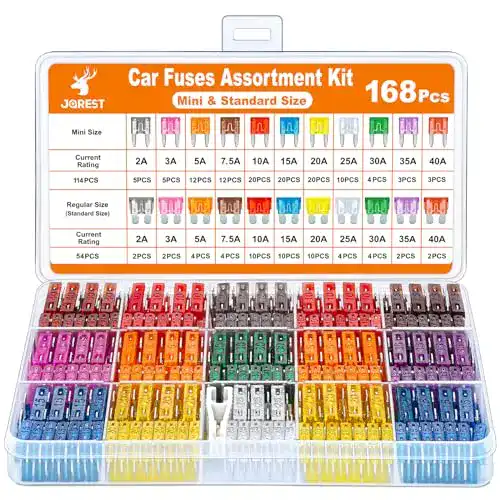 Jorest 168-teiliges Kfz Sicherung Set mit Mini und Standard Sicherungen