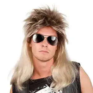 Perücke Boland 86060 Ryan Vokuhila Blond-Braun für 80er Jahre Mottoparty