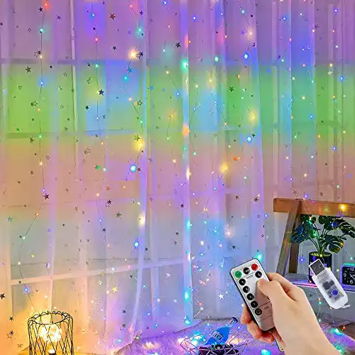 Lichtervorhang Vivibel LED bunt, 3 x 2 Meter mit 200 LEDs und USB-Anschluss