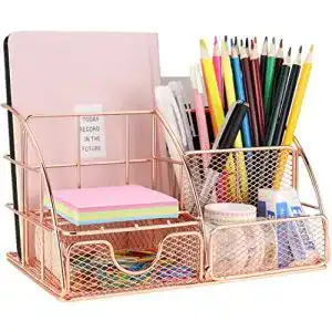 Schreibtischorganizer von Morigem, Büro Organizer in Roségold