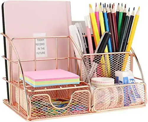 Schreibtischorganizer von Morigem, Büro Organizer in Roségold