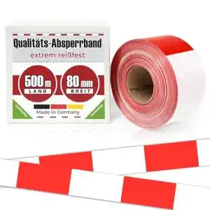 Absperrband PremSecure 500m x 80mm in rot-weiß für Baustellen