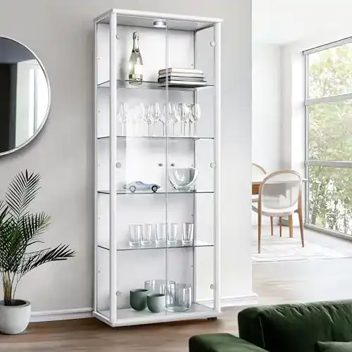 Vitrine K-Möbel 2-türig (176x67x33cm) mit LED-Beleuchtung